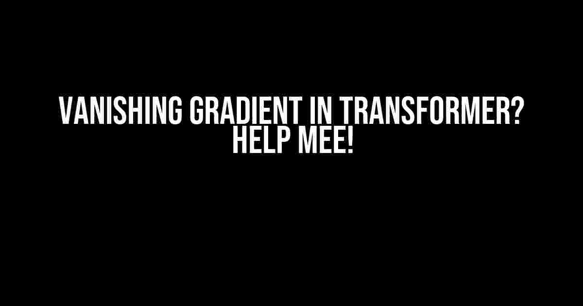 Vanishing Gradient in Transformer? HELP MEE!